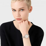 Buy Shop Emporio Armani Gianni T Bar Silver Dial Two Tone Steel Strap Watch for Women - AR11537 USA Online