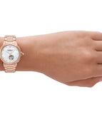 Buy Shop Emporio Armani Mia Meccanico Mother of Pearl Dial Rose Gold Steel Strap Watch for Women - AR60072 USA Online
