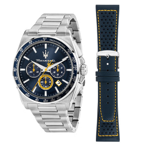 Buy Shop Maserati Velocità Chronograph Blue Dial Silver Steel Strap Watch for Men - R8873652001 USA Online