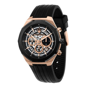 Buy Shop Maserati Stile Skeleton Chronograph Black Dial Black Silicone Strap Watch for Men - R8871642003 USA Online