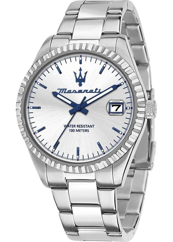 Buy Shop Maserati Competizione Silver Dial Silver Steel Strap Watch for Men - R8853100045 USA Online