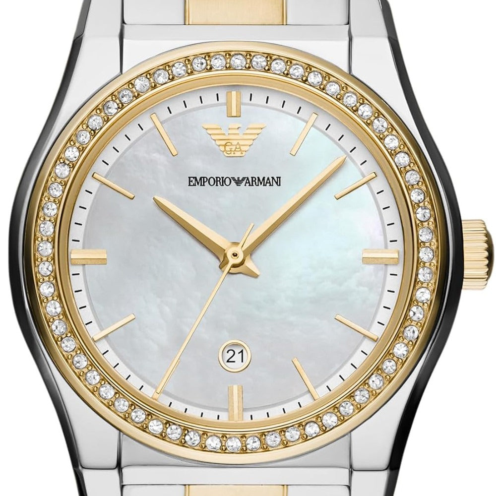 Buy Shop Emporio Armani Federica Mother of Pearl Dial Two Tone Steel Strap Watch for Women - AR11559 USA Online