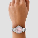 Buy Shop Emporio Armani Gianni T-Bar Pink Dial Silver Steel Strap Watch for Women - AR11686 USA Online