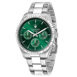 Buy Shop Maserati Competizione Chronograph Green Dial Silver Steel Strap Watch for Men - R8853100044 USA Online