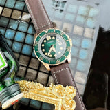 Buy Shop Citizen Mechanical Automatic Green Dial Brown Leather Strap Watch for Men - NJ0173-18X USA Online