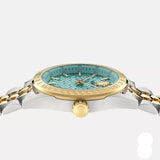 Buy Shop Versace V-Code Analog Turquoise Dial Two Tone Steel Strap Watch for Women - VE8I00524 USA Online
