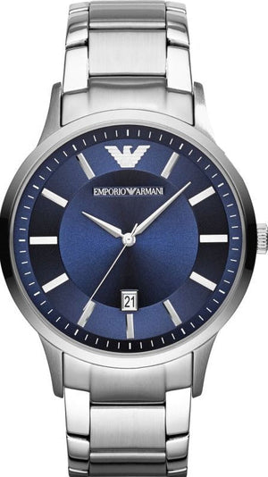 Buy Shop Emporio Armani Renato Blue Dial Silver Steel Strap Watch for Men - AR11180 USA Online