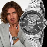Buy Shop Maserati SFIDA Chronograph Grey Dial Silver Steel Strap Watch for Men - R8853140010 USA Online