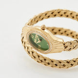 Just Cavalli Twined Green Dial Gold Steel Strap Watch for Women - JC1L305M0035