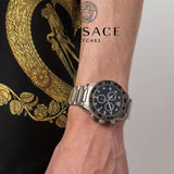 Buy Shop Versace Greca Dome Chronograph Blue Dial Silver Steel Strap Watch for Men - VE6K00323 USA Online