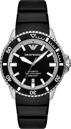 Buy Shop Emporio Armani Sea Explorer Black Dial Black Silicone Strap Watch for Men - AR60086 USA Online