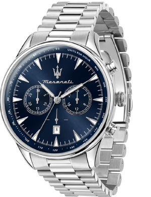 Buy Shop Maserati Tradizione Chronograph Blue Dial Silver Steel Strap Watch for Men - R8873646005 USA Online