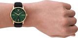 Buy Shop Emporio Armani Minimalist Green Dial Black Leather Strap Watch for Men - AR11601 USA Online
