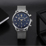 Buy Shop Maserati Epoca Limited Edition Chronograph Blue Dial Silver Mesh Strap Watch for Men - R8873618022 USA Online