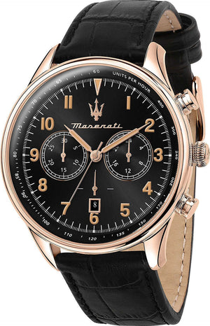 Buy Shop Maserati Tradizione Chronograph Black Dial Black Leather Strap Watch for Men - R8871646001 USA Online