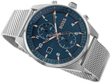 Buy Shop Hugo Boss Skytraveller Chronograph Blue Dial Silver Mesh Strap Watch for Men - 1514149 USA Online