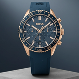 Buy Shop Hugo Boss Runner Chronograph Blue Dial Blue Silicone Strap Watch for Men - 1514169 USA Online