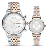 Buy Shop Emporio Armani Gianni T Bar Silver Dial Two Tone Steel Strap Watch for Women - AR11537 USA Online