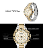 Buy Shop Emporio Armani World Explorer Chronograph Cream Dial Two Tone Steel Strap Watch for Men - AR11606 USA Online