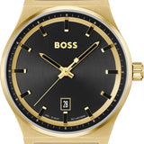 Buy Shop Hugo Boss Candor Black Dial Gold Steel Strap Watch for Men - 1514077 USA Online