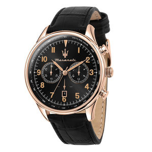 Buy Shop Maserati Tradizione Chronograph Black Dial Black Leather Strap Watch for Men - R8871646001 USA Online