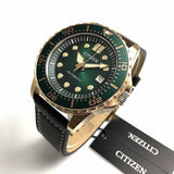 Buy Shop Citizen Mechanical Automatic Green Dial Brown Leather Strap Watch for Men - NJ0173-18X USA Online