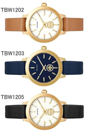 Buy Shop Tory Burch Collins Quartz White Dial Brown Leather Strap Watch for Women - TBW1202 USA Online