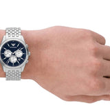 Buy Shop Emporio Armani Antonio Chronograph Blue Dial Silver Steel Strap Watch for Men - AR11582 USA Online