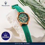 Buy Shop Maserati Successo Chronograph Green Dial Green Silicone Strap Watch for Men - R8871621038 USA Online