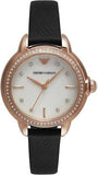 Buy Shop Emporio Armani Mia Mother of Pearl Dial Black Leather Strap Watch for Women - AR11598 USA Online