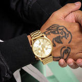 Nixon Sentry Chrono Gold Dial Gold Steel Strap Watch for Men - A386-502
