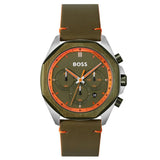 Buy Shop Hugo Boss Cloud Chronograph Olive Green Dial Green Leather Strap Watch for Men - 1514018 USA Online
