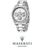 Buy Shop Maserati Competizione Chronograph Silver Dial Silver Steel Strap Watch for Men - R8853100041 USA Online