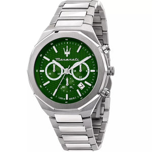 Buy Shop Maserati Stile Chronograph Green Dial Silver Steel Strap Watch for Men - R8873642011 USA Online