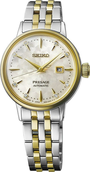 Buy Shop Seiko Presage Cocktail Time Automatic Diamonds White Dial Two Tone Steel Strap Watch for Women - SRE010J1 USA Online