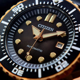 Buy Shop Citizen Mechanical Automatic Black Dial Black Leather Strap Watch for Men - NJ0176-10E USA Online