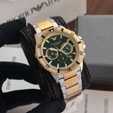 Buy Shop Emporio Armani Sea Explorer Chronograph Green Dial Two Tone Steel Strap Watch for Men - AR11586 USA Online