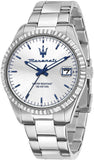 Buy Shop Maserati Competizione Silver Dial Silver Steel Strap Watch for Men - R8853100045 USA Online