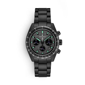 Seiko Prospex Speedtimer The Black Series Limited Edition Black Dial Black Steel Strap Watch for Men - SSC917