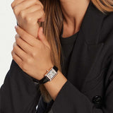 Buy Shop Emporio Armani Genni Silver Dial Black Leather Strap Watch for Women - AR11624 USA Online