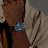 Buy Shop Hugo Boss Skytraveller Chronograph Blue Dial Brown Leather Strap Watch for Men - 1514194 USA Online