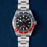 Tudor Black Bay GMT Black Dial Silver Steel Strap Watch for Men - M79830RB-0001