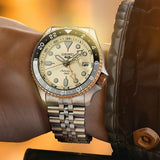 Buy Shop Seiko 5 GMT Sport Asia Exclusive Limited Edition Off White Dial Silver Steel Strap Watch for Men - SSK046K1 USA Online