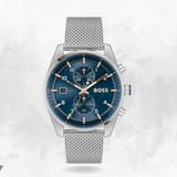 Buy Shop Hugo Boss Skytraveller Chronograph Blue Dial Silver Mesh Strap Watch for Men - 1514149 USA Online