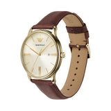 Buy Shop Emporio Armani Minimalist Quartz Gold Dial Brown Leather Strap Watch for Men - AR11610 USA Online
