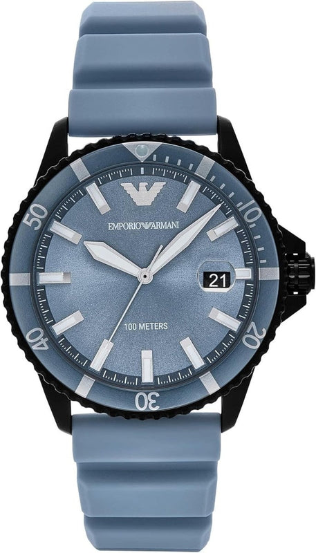 Buy Shop Emporio Armani Sea Explorer Divers Blue Dial Blue Silicone Strap Watch for Men - AR11685 USA Online