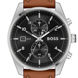 Buy Shop Hugo Boss Skytraveller Chronograph Black Dial Blue Leather Strap Watch for Men - 1514161 USA Online