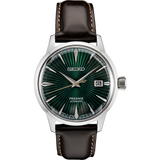 Seiko Presage Cocktail Time Automatic Green Dial Brown Leather Strap Watch for Men - SRPD37J1