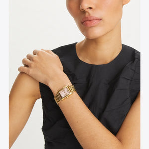 Buy Shop Tory Burch Eleanor White Dial Tri Tone Steel Strap Watch for Women - TBW1078 USA Online