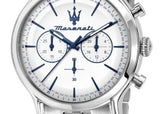 Buy Shop Maserati Epoca Chronograph White Dial Silver Steel Strap Watch for Men - R8873618034 USA Online